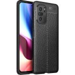 Case 4U Xiaomi Poco F3 Kılıf Rugan Armor Deri Görünümlü Yüksek Kalite Silikon Niss Siyah