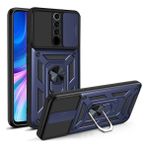 Case 4U Xiaomi Redmi 9 Kılıf Kamera Korumalı Sürgülü Vega Yüzüklü Armor Military Tank Zırh Lacivert