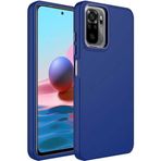 Case 4U Xiaomi Redmi ile uyumlu Note 10 / 10s Kılıf Metal Çerçeve Hassas Butonlu Renkli Içi Kadife Lansman Kılıfı Luna Kapak Lacivert HBCV00003HQ80K