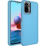 Case 4U Xiaomi Redmi ile uyumlu Note 10 / 10s Kılıf Metal Çerçeve Hassas Butonlu Renkli Içi Kadife Lansman Kılıfı Luna Kapak Sierra Mavisi HBCV00003HQ7SX