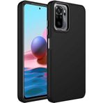 Case 4U Xiaomi Redmi ile uyumlu Note 10 / 10s Kılıf Metal Çerçeve Hassas Butonlu Renkli Içi Kadife Lansman Kılıfı Luna Kapak Siyah HBCV00003HQ494