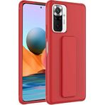 Case 4U Xiaomi Redmi ile uyumlu Note 10 Pro Kılıf Stand Olabilen Mat Yüzey Kaliteli TPU Silikon Qstand Arka Kapak Kırmızı HBCV00002LIR2J