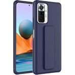Case 4U Xiaomi Redmi ile uyumlu Note 10 Pro Kılıf Stand Olabilen Mat Yüzey Kaliteli TPU Silikon Qstand Arka Kapak Lacivert HBCV00002LIQWC