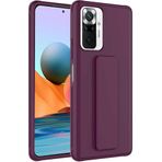 Case 4U Xiaomi Redmi ile uyumlu Note 10 Pro Kılıf Stand Olabilen Mat Yüzey Kaliteli TPU Silikon Qstand Arka Kapak Mürdüm HBCV00002LIR8Z