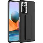 Case 4U Xiaomi Redmi ile uyumlu Note 10 Pro Kılıf Stand Olabilen Mat Yüzey Kaliteli TPU Silikon Qstand Arka Kapak Siyah HBCV00002LIQPG