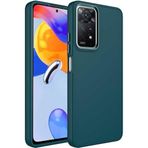 Case 4U Xiaomi Redmi ile uyumlu Note 11 Pro 5G Kılıf Metal Çerçeve Hassas Butonlu Renkli Içi Kadife Lansman Kılıfı Luna Kapak Koyu Yeşil HBCV00003HQ54U