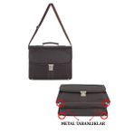 Case Club Kilit Mekanizmalı Erkek Omuz Çantası 15,6 inç Laptop Bölmeli Kahverengi