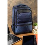 Case Club Körüklü Laptop Sırt Çantası 14" Inç 15,6" Inç USB Aparatlı Su Geçirmez Kumaş - Lacivert