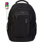 Case Club Laptop Sırt Çantası 15,6" - 16 " Inç USB Aparat Darbe Emici Koruma Su Geçirmez Kumaş - 16x31x45 - Siyah