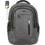 Case Club Laptop Sırt Çantası 15,6" - 16 " Inç USB Aparat Darbe Emici Koruma Su Geçirmez Kumaş - Gri