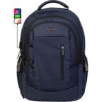 Case Club Laptop Sırt Çantası 15,6" - 16 " Inç USB Aparat Darbe Emici Koruma Su Geçirmez Kumaş - Lacivert