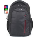 Case Club USB Aparatlı Unisex Sırt Çantası 15,6 Inç Laptop Bölmeli Su Geçirmez Kumaş - Siyah