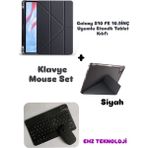 Case Port Samsung Galaxy Tab S10 Fe 10.9ınç Uyumlu Standli Tablet Kilif Bluetooth Klavye Mouse - Siyah