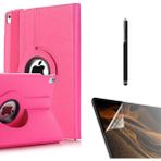 Case Street Apple iPad 9.7 2017 5.nesil Kılıf Kapaklı Standlı 360 Dönebilen Koruma DN22 + Nano + Kalem Pembe Koyu - Koyu Pembe
