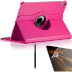 Case Street Apple iPad Pro 12.9 2018 3.nesil Kılıf Kapaklı Standlı 360 Dönebilen Koruma DN33 + Nano + Kalem Pembe Koyu - Koyu Pembe
