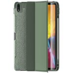 Case World Apple iPad Air 10.9 2020 Deri Görünümlü Stantlı Silikon Tablet Kılıfı - Yeşil