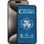 Case World Apple iPhone 15 Pro Max Tam Kaplayan Mat Seramik Nano Esnek Ekran Koruyucu Cam - Şeffaf