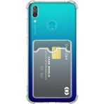 Case World Caseworld Huawei Y7 2019 Kapak Kamera Korumalı Kartlıklı Darbe Emici Özellikli Şeffaf Silikon Kılıf