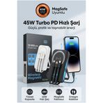 Case&Accessories 45W PD Turbo Powerbank 13000 mAh 3 Kablolu Manyetik Beyaz -P505