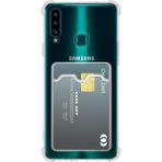 Caseart Samsung Galaxy A20S Kapak Kamera Korumalı Kartlıklı Darbe Emici Özellikli Şeffaf Silikon Kılıf
