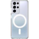 Caseart Samsung Galaxy S21 Ultra Kılıf Magsafe Kablosuz Şarj Destekli Şeffaf Silikon Kapak