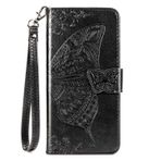 CaseHQ iPhone 12 Mini Kılıf 5.4 "(2020) ile Uyumlu,Kadınlar ve Kızlar için Cüzdan Kılıfı,Kart Tutuculu Premium Kayış, 3D Kabartmalı Kelebek,Pu Deri Kapaklı-Mor