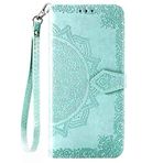 CaseHQ iPhone 12 Pro Max Kılıf 6,7 inç (2020) ile uyumlu, Kadınlar ve Kızlar için Cüzdan Kılıf, Kart Tutuculu Premium Kayış, 3D Kabartmalı Datura Çiçeği, Pu Deri Kapak-Camgöbeği