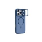 Caseji Apple iPhone 17 Pro Uyumlu Metal Standlı Tuşlu Mat Lens Hediyeli Nevada Case Telefon Kılıfı, Mavi