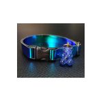 CASELN Ayarlanabilir Mavi Simli Jelibon Ayıcık Mavi Hologram Kumaş Kedi Ve Küçük Irk Köpek Tasması