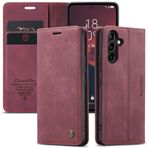 CaseMe Samsung Galaxy S8 Plus için cep telefonu kılıfı + 2 adet kırılmaz cam koruyucu folyo, birinci sınıf deri cüzdan koruyucu kılıf [kart bölmesi][stant] Samsung Galaxy S8 Plus için, kırmızı