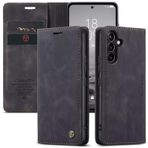CaseMe Samsung Galaxy S8 Plus için cep telefonu kılıfı + 2 adet kırılmaz cam koruyucu folyo, birinci sınıf deri cüzdan koruyucu kılıf [kart bölmesi][stant] Samsung Galaxy S8 Plus için, siyah