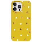 Casen iPhone 11 Pro Max ile Uyumlu Sarı Silikon Kılıf, Kiraz ve Çiçek Desenli, Kamera Korumalı