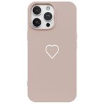 Casen iPhone 14 Pro ile Uyumlu Silikon Kılıf, Beyaz Kalp Desenli, Kamera Korumalı, Pudra Rengi