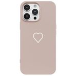 Casen iPhone 15 Pro ile Uyumlu Silikon Kılıf, Beyaz Kalp Desenli, Kamera Korumalı, Pudra Rengi