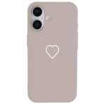 Casen iPhone 16 ile Uyumlu Silikon Kılıf, Kamera Korumalı, Beyaz Kalp Desenli, Krem