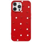 Casen iPhone 16 Pro Max ile Uyumlu Kılıf, Kırmızı, Silikon, Kiraz ve Çiçek Desenli, Kamera Korumalı