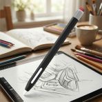 Caseonn Apple Pencil Pro Kılıf Klasik Retro Tasarım Mat Silikon Siyah (Ürün Kalem DEĞİLDİR)