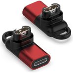 Caseonn Garmin Instinct 3 – 50 Mm, Amoled, Tactical Edition Taşınabilir Şarj Dönüştürücü Adaptörü Lightning - Kırmızı - Gri