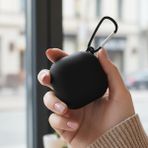 Caseonn Samsung Galaxy Buds 2 - Buds 2 Pro Kılıf Askı Aparatlı Mat Silikon Siyah