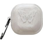 Caseonn Samsung Galaxy Buds 2 - Buds 2 Pro Kılıf Figürlü Işıltılı Kelebek - Şeffaf - Beyaz