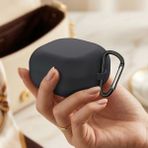 Caseonn Samsung Galaxy Buds 4 Pro Kılıf V2 Askı Aparatlı Mat Silikon Siyah
