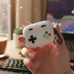 Caseonn Xiaomi Redmi Buds 8 Pro Kılıf Karakter Figürlü V2 Retro Gamepad Gri - Gri - Beyaz