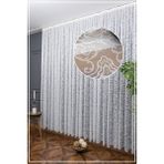 Caserta Home Pilesiz DSN23 Sarmaşık Şal Desen Kdk Örme Tül Perde - 200 x 160 cm - Beyaz - Krem