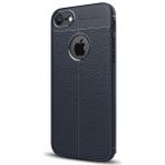 CaseStreet Apple iPhone 7 Niss Deri Görünümlü Arka Koruma Lacivert Silikon Kılıf