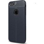 CaseStreet Apple iPhone 8 Plus Niss Deri Görünümlü Arka Koruma Lacivert Silikon Kılıf
