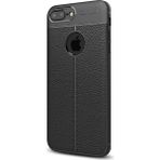 CaseStreet Apple iPhone 8 Plus Niss Deri Görünümlü Arka Koruma Siyah Silikon Kılıf