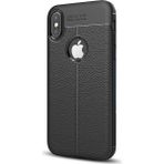 CaseStreet Apple iPhone XS Max Niss Deri Görünümlü Siyah Silikon Kılıf