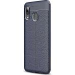 CaseStreet Huawei Honor 8c Niss Deri Görünümlü Nano Glass Lacivert Silikon Kılıf