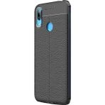 CaseStreet Huawei Y6 2019 Niss Deri Görünümlü Nano Glass Siyah Silikon Kılıf