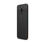 CaseStreet OPPO A9 2020 Niss Deri Görünümlü Nano Glass Siyah Silikon Cep Telefonu Kılıf